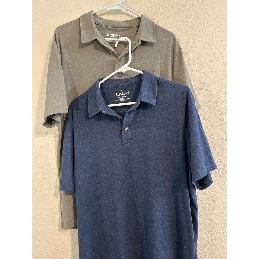 Alesbury M Polo Shirt 2 Pack Navy Blue Grey Short Sleeve Large Preppy Normcore‎
